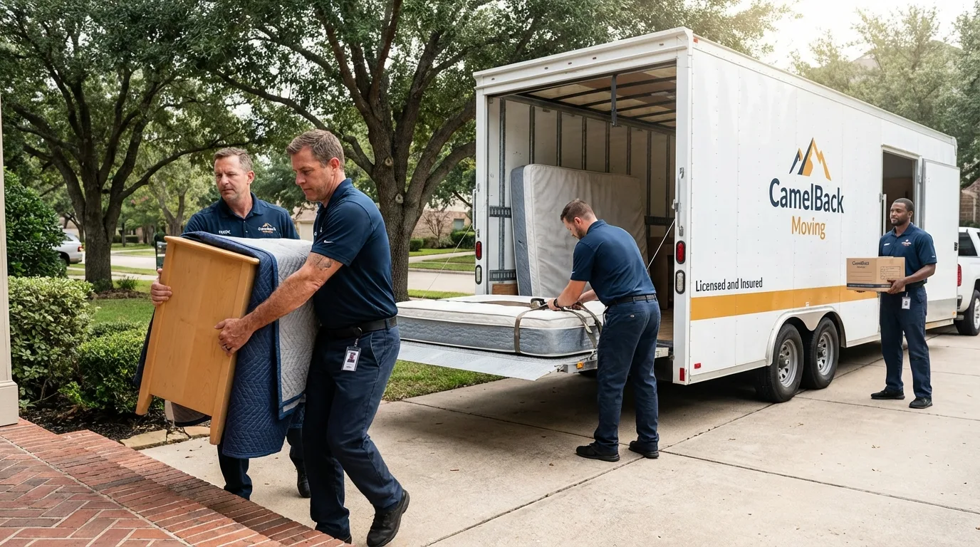Crew loading residential truck for cross-state move from Bridgewater, MA